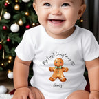 Personalised Christmas Gingerbread Man Babygrow | Name Vest or Bib UK