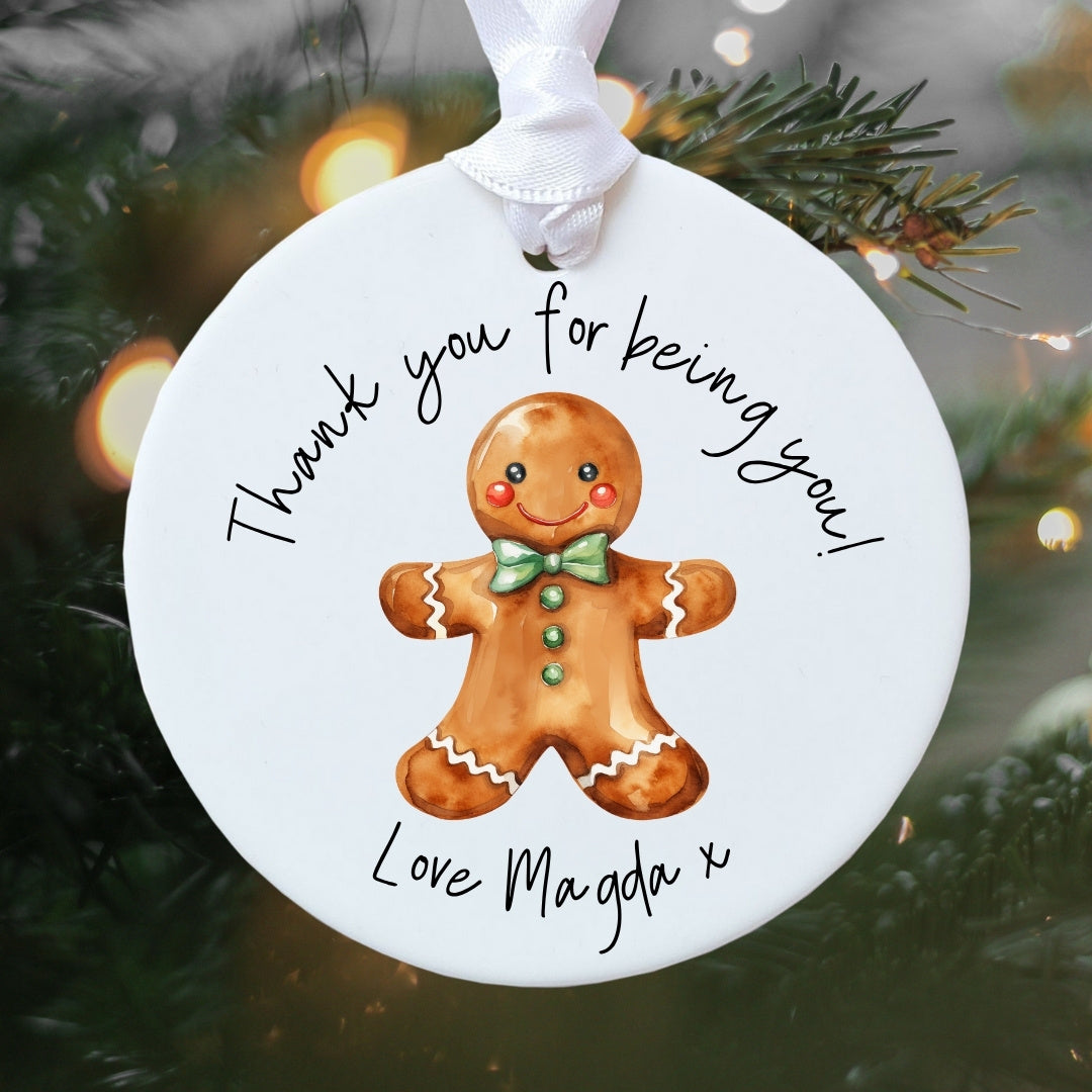 Personalised Christmas Gingerbread Man Ceramic Decoration