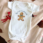 Personalised Christmas Gingerbread Baby Vest, Babygrow or Bib, Newborn Xmas Gift