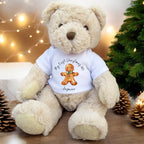 Personalised Christmas Gingerbread Man Hamper - Teddy & Baby Vest