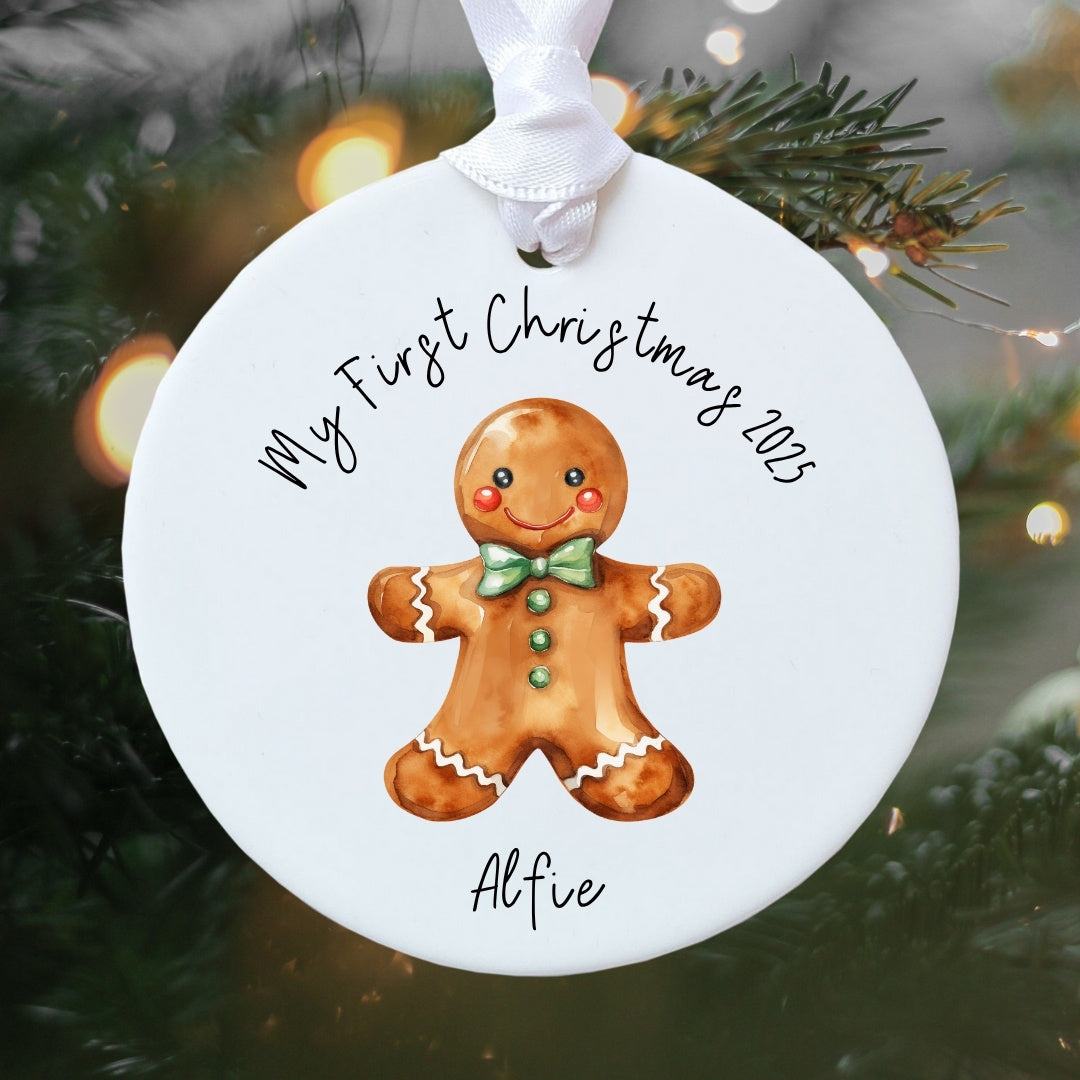 Personalised Christmas Gingerbread Man Ceramic Decoration