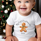Personalised 1st Christmas Gingerbread Baby Gift Box, Teddy & Baby Outfit