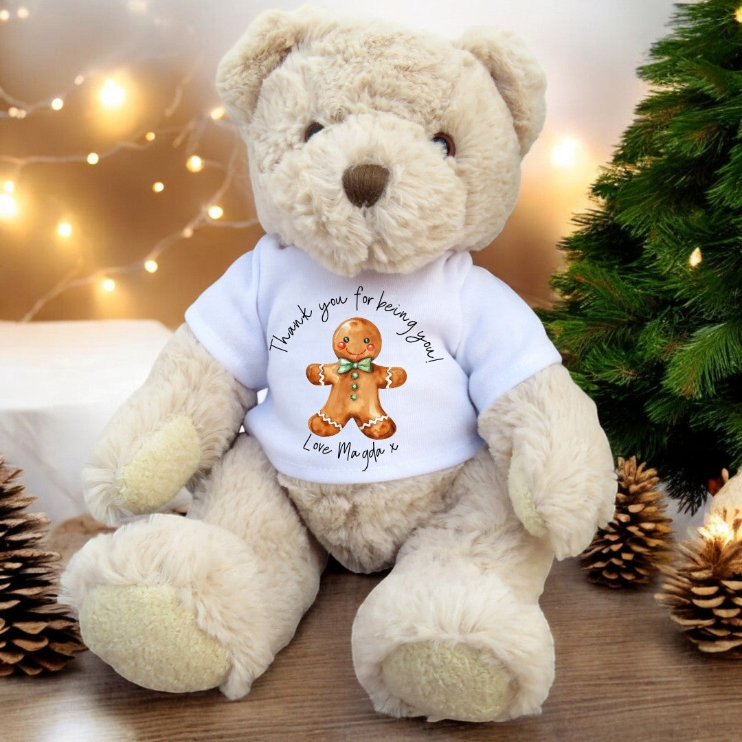 Personalised Luxury Teddy Bear Christmas Gingerbread Man T-shirt