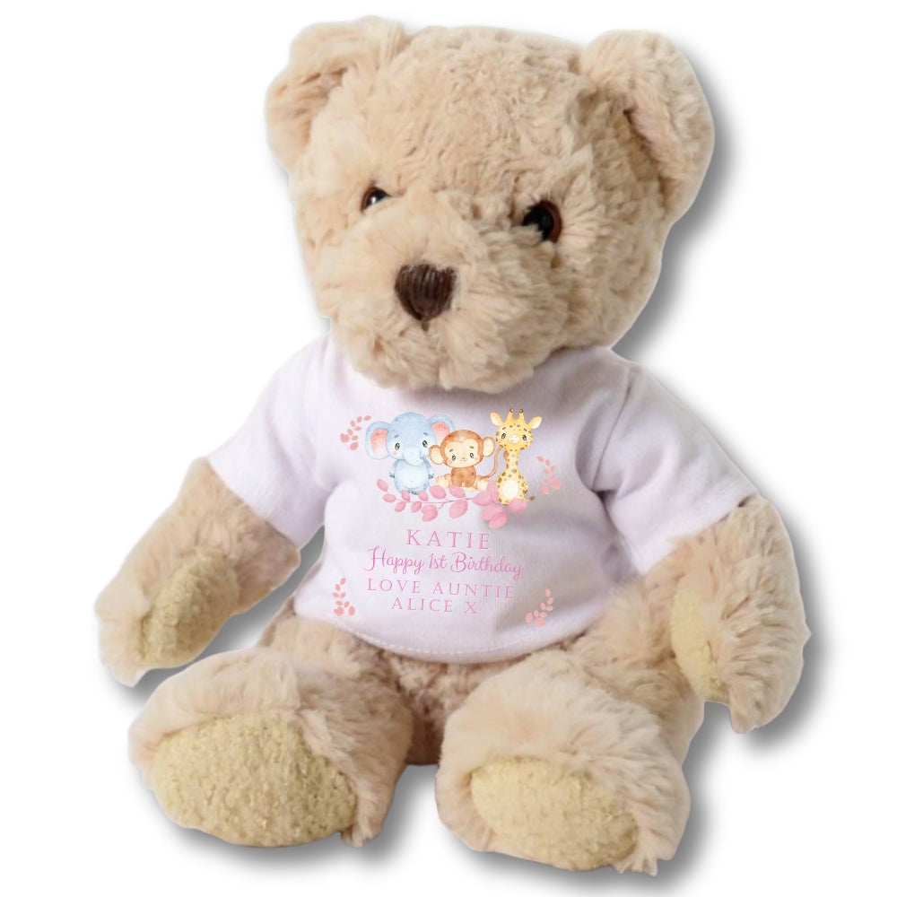 Personalised Luxury Teddy Bear Animals Girls Birthday T-shirt
