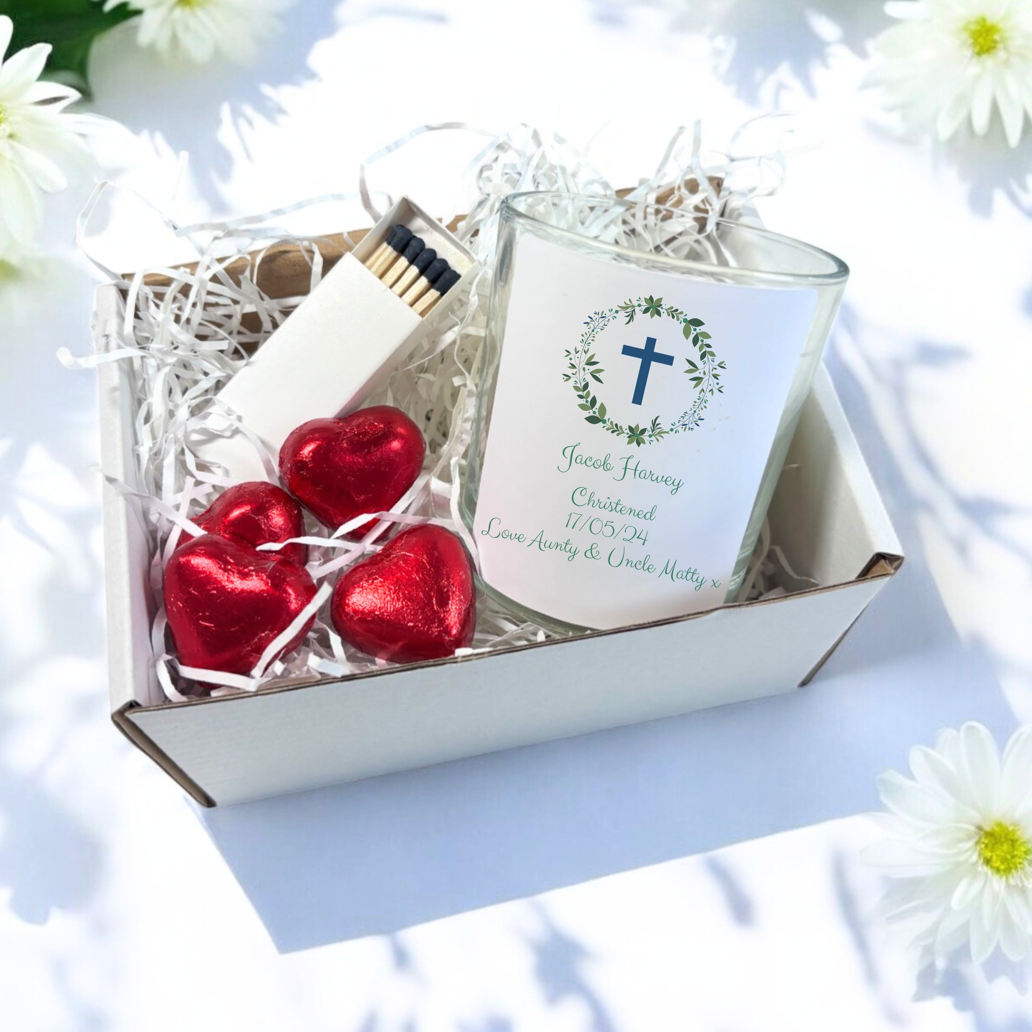 Personalised Christened Candle Gift Set | Christening Baptism Present