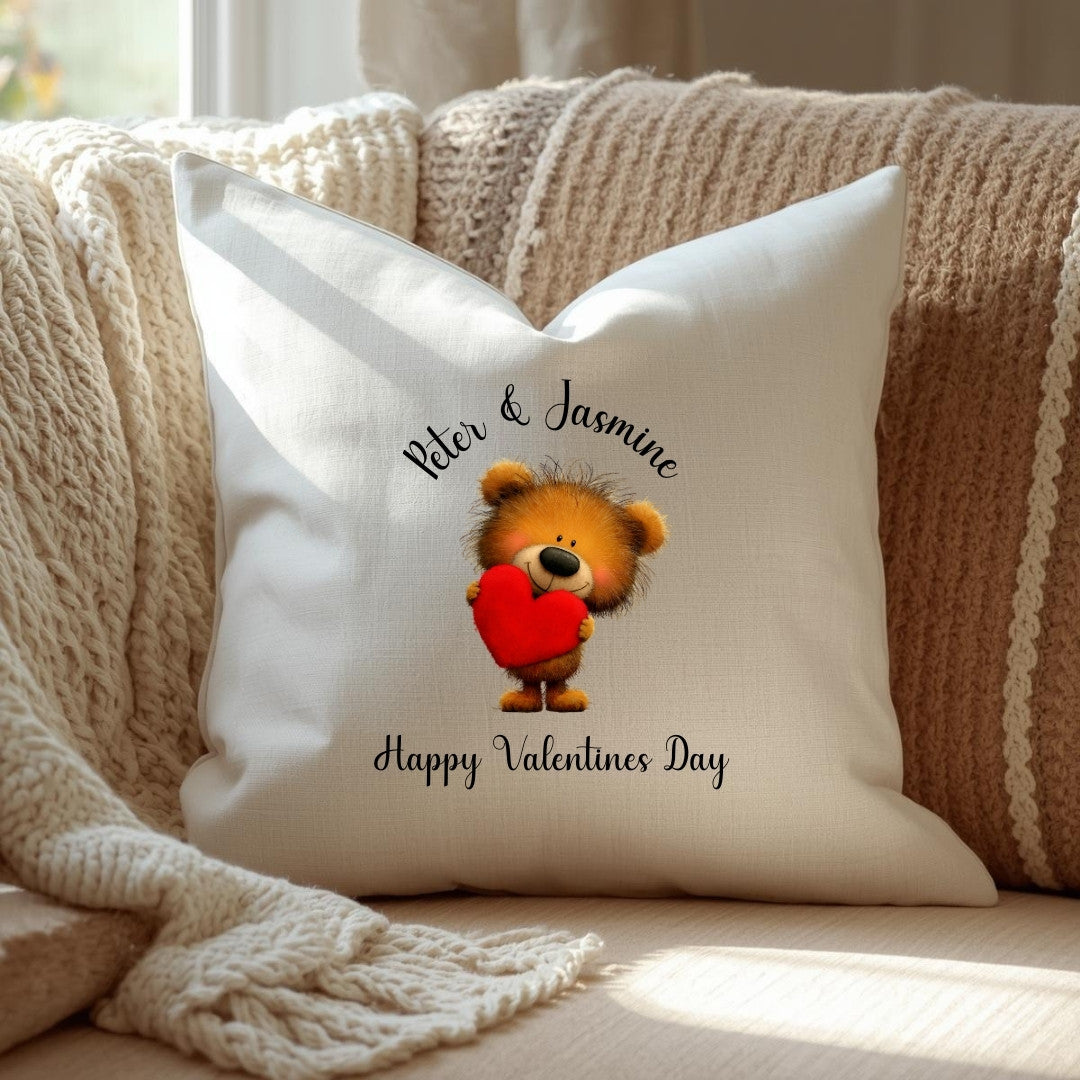 Valentine Bear with Heart Cushion