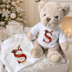 Personalised 1st Christmas Santa Sleigh with Initial Baby Gift Hamper - Teddy & Vest
