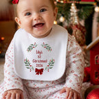 Personalised 1st Christmas Red Bow - Baby Grow, Vest or Bib with Name