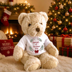 Personalised 1st Christmas Red Bow Baby Gift Hamper - Teddy & Vest