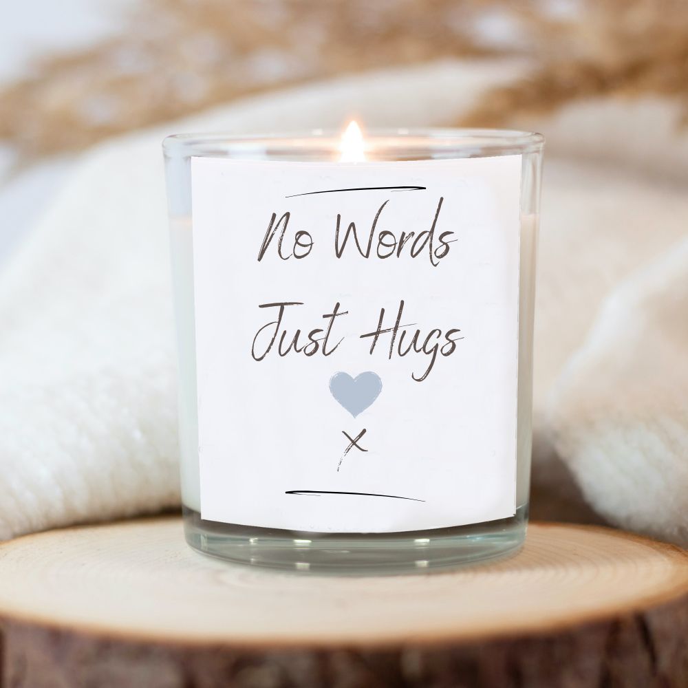 Personalised Linen Scent Candle Gift Set: Hugs, Chocolate Hearts