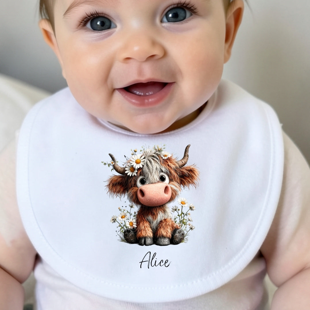 Personalised Daisy Highland Cow Baby Grow – New Baby Gift for Baby