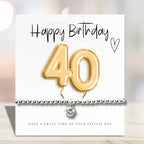 Small 40th Birthday Gold Balloon Gift Hamper Candle Bracelet Chocolates
