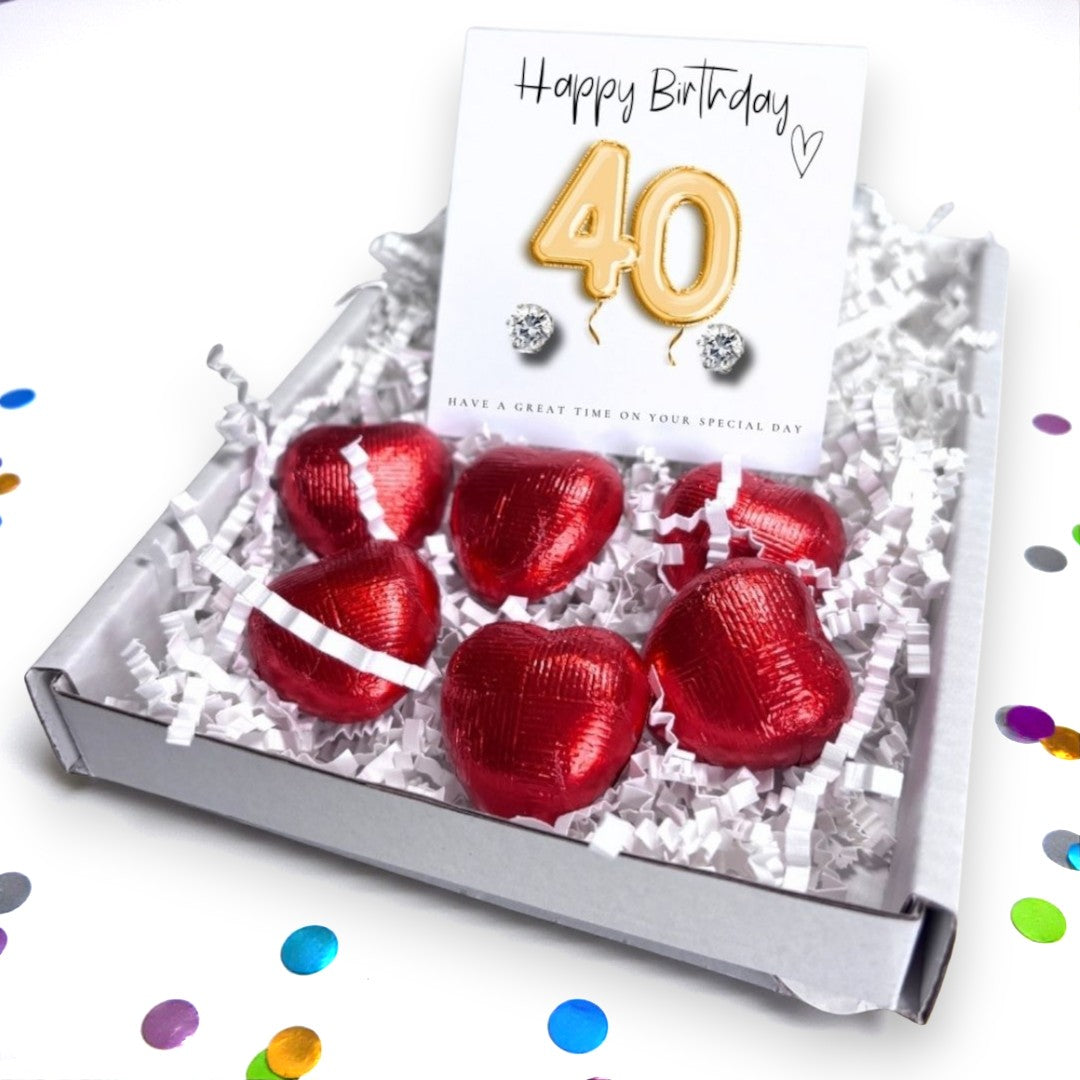 40th Birthday Cubic Zirconia Earrings Gold Balloons Mini Gift Hamper