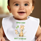Personalised Our 1st Fathers Day Giraffe Baby Outfit: Bib, Vest, Baby Grow