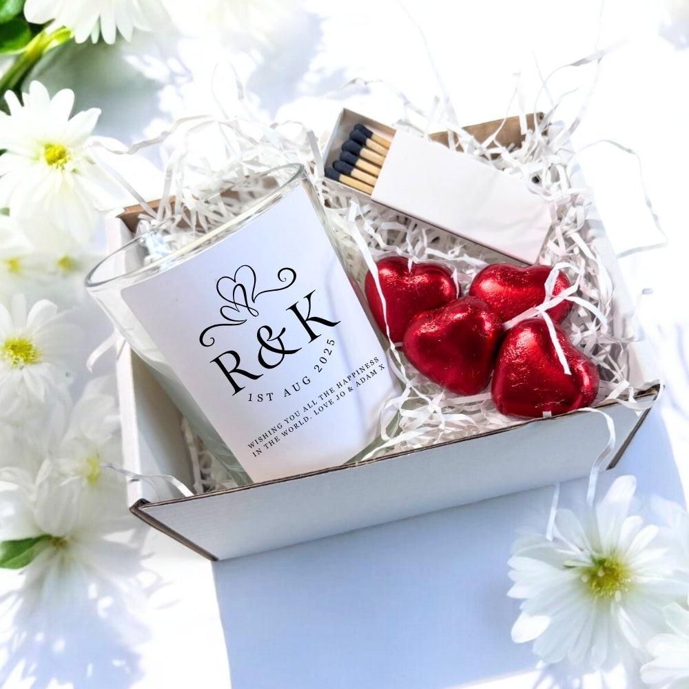 Personalised Entwined Hearts Candle Gift Set  | Couple Wedding Gifts