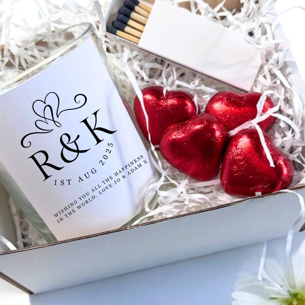 Personalised Entwined Hearts Candle Gift Set  | Couple Wedding Gifts