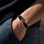 Men's Black Braided Button Bracelet