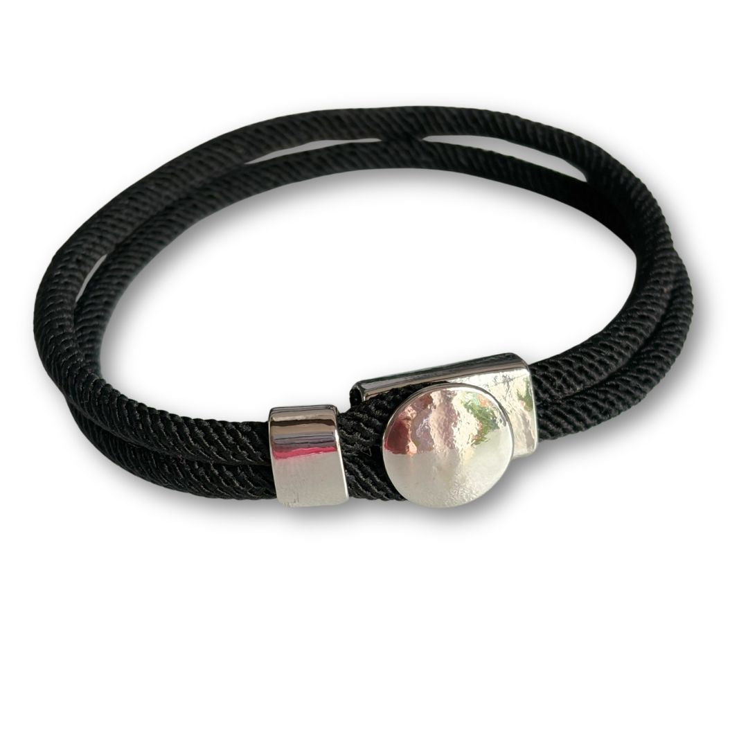 Men's Black Braided Button Bracelet