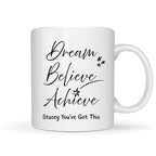 Personalised Dream Believe Achieve Mug, Candle & Socks Gift Hamper | Birthday Gift