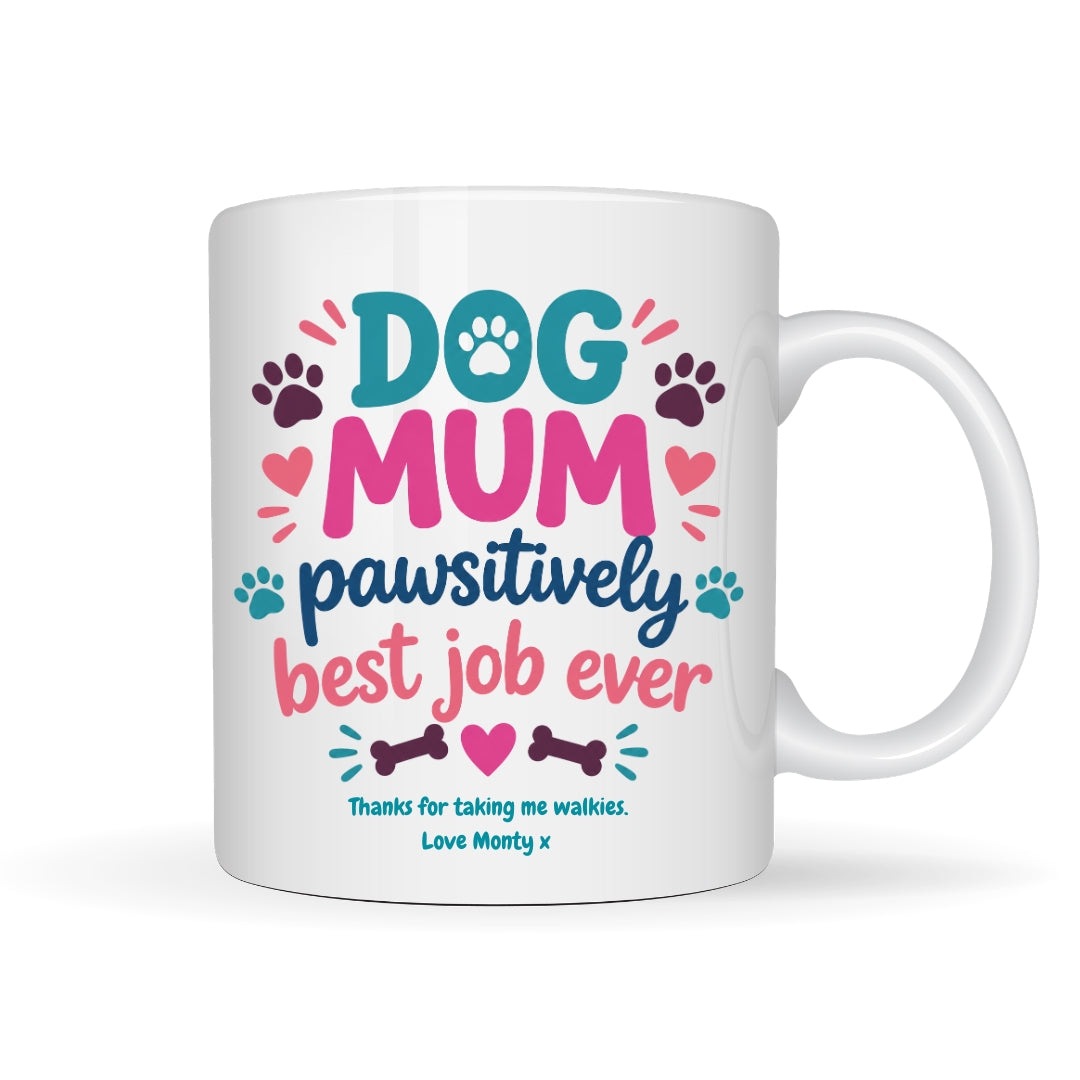 Personalised Dog Mum Pawsitively Best Job Ever Mug, Candle & Socks Gift Hamper | Mum Gift