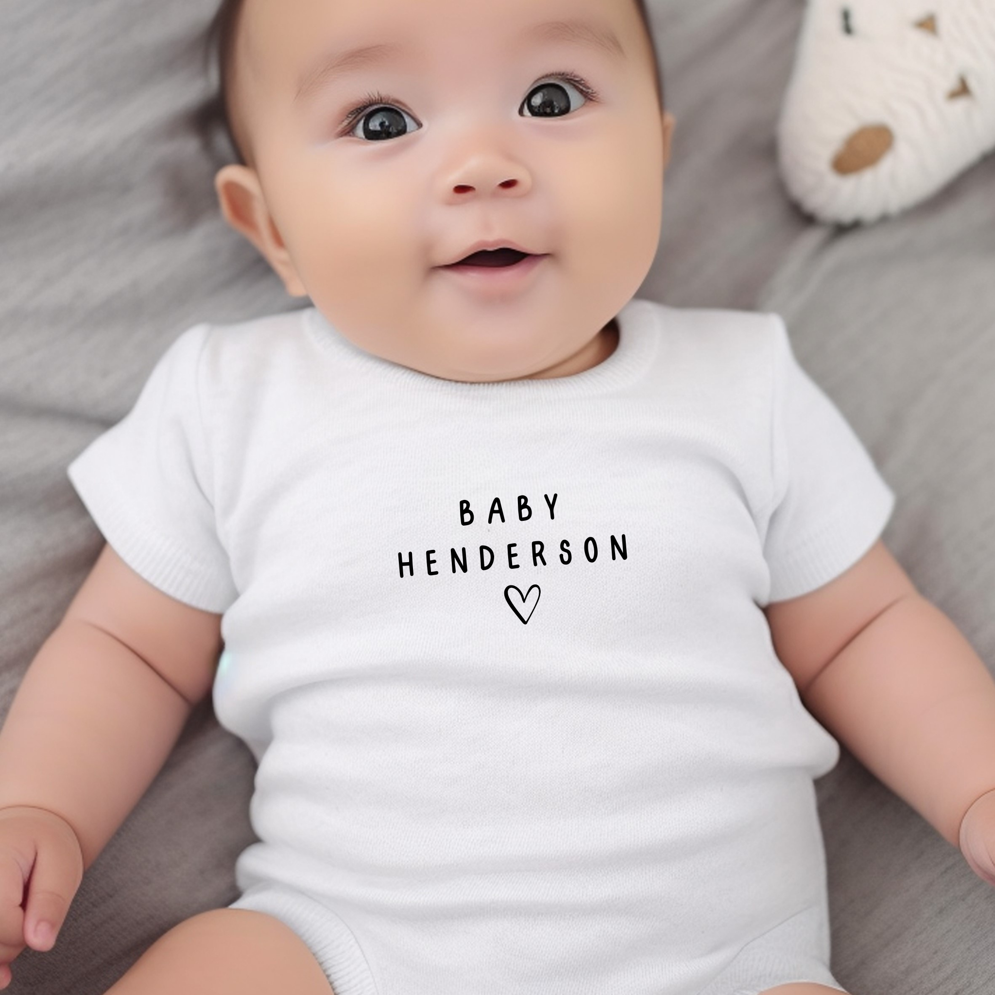 Personalised Surname Baby Outfit: Bib, Vest, Baby Grow