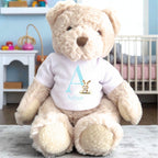 Personalised Luxury Teddy Bear with Blue Initial Bunny T-Shirt