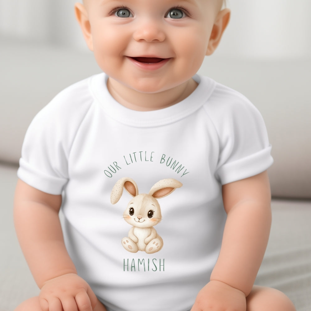 Personalised Our Little Bunny Baby Outfit: Bib, Vest, Baby Grow