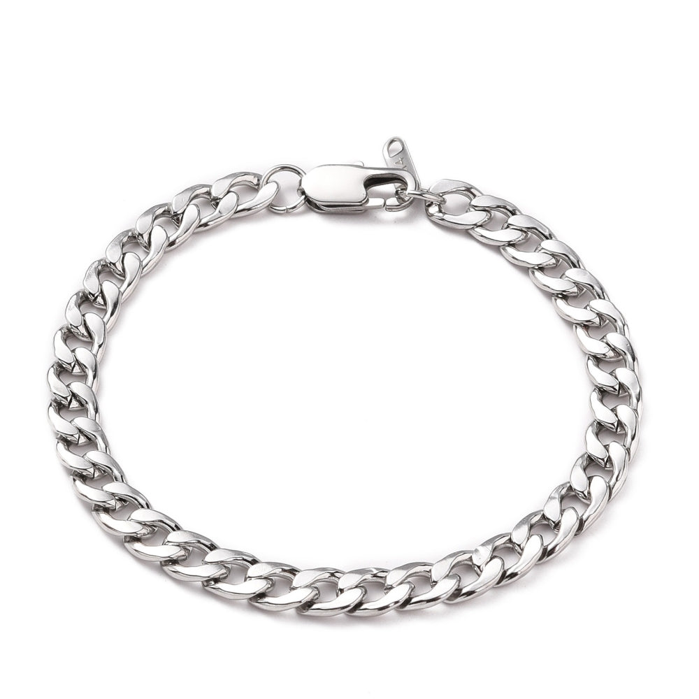 Men's Curb Chain Silver Bracelet