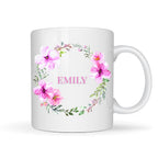 Personalised Pink Flower Wreath Mug Gift | Friend Mum Sister Gift