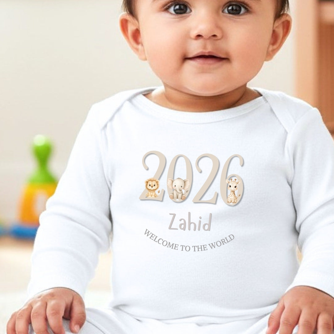 Personalised Cream Farm Animals Baby Outfit – Bib, Vest, Baby Grow