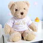 Personalised Luxury Teddy Bear with Cream Welcome to the World T-Shirt