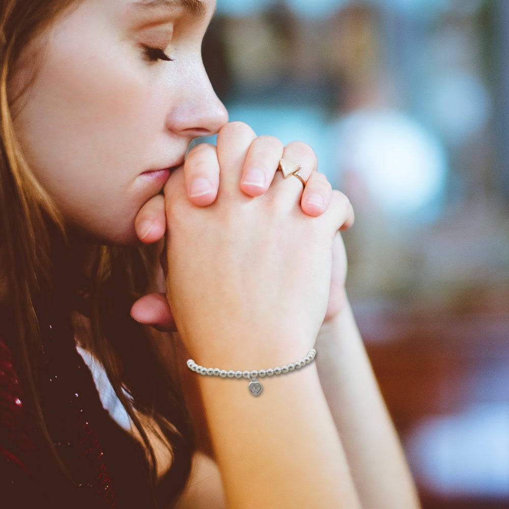 Cubic Zirconia Heart Beaded Bracelet