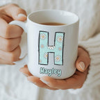 Personalised Daisy Flowers Initial & Name Mug Gift | Sister Daughter Mum