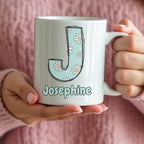 Personalised Daisy Flowers Initial & Name Mug Gift | Sister Daughter Mum