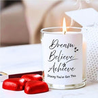 Personalised Dream Believe Achieve Candle Gift Set | Congratulations Gift