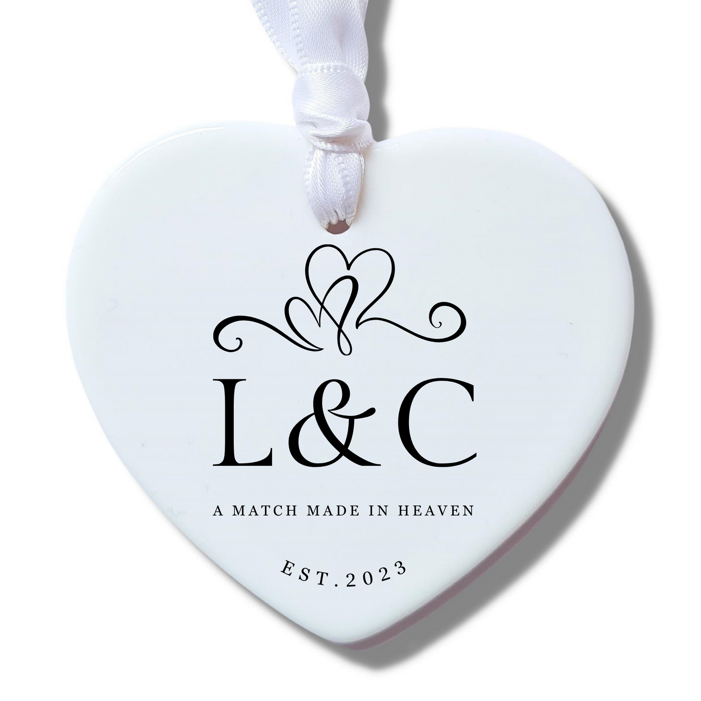 Personalised Entwined Hearts Ceramic Decoration