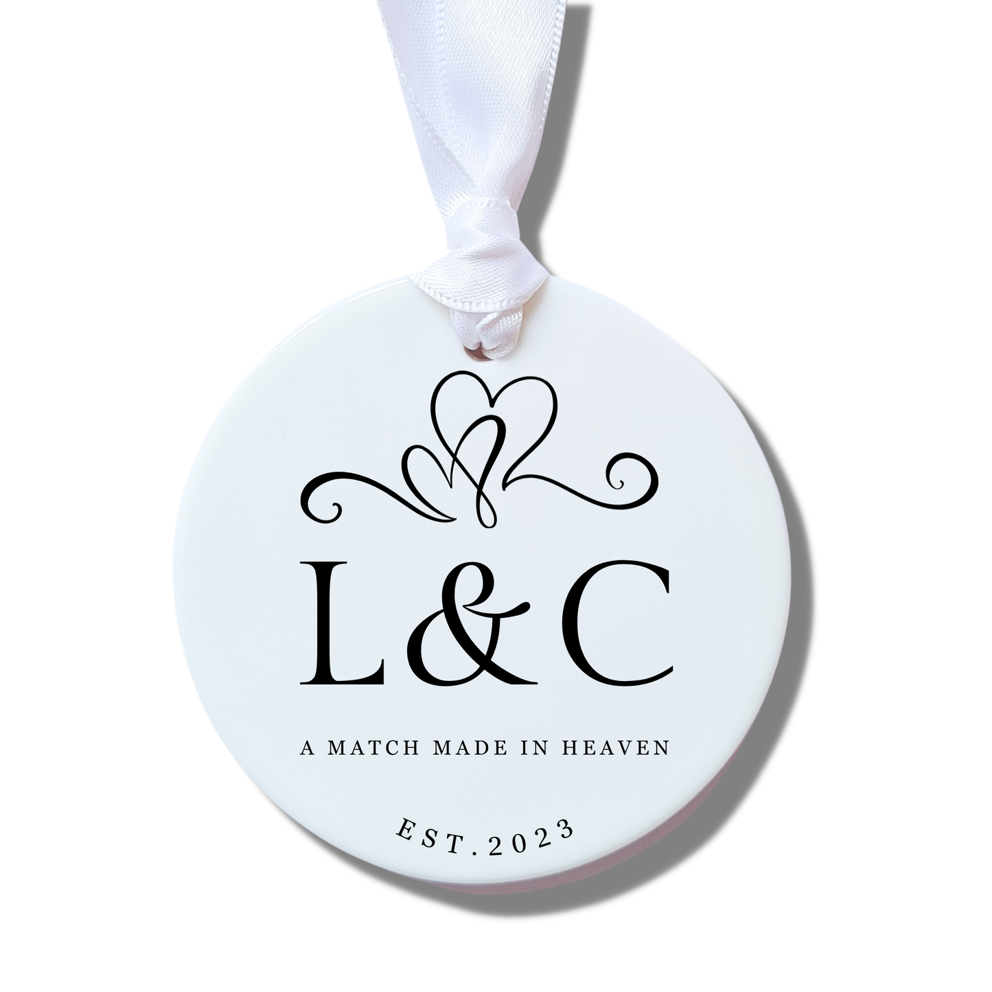 Personalised Entwined Hearts Ceramic Decoration