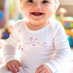 Personalised Floating Flowers Baby Outfit – Bib, Vest, Baby Grow