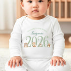 Personalised Green Woodland Animals Baby Outfit – Bib, Vest, Baby Grow