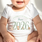 Personalised Green Woodland Animals Baby Outfit – Bib, Vest, Baby Grow