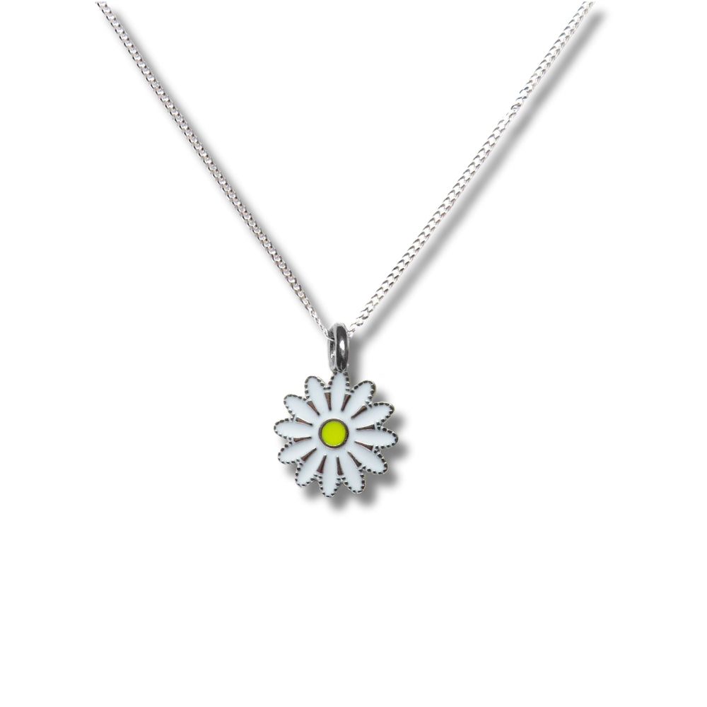 Girls White Daisy Charm Necklace - Birthday Gifts