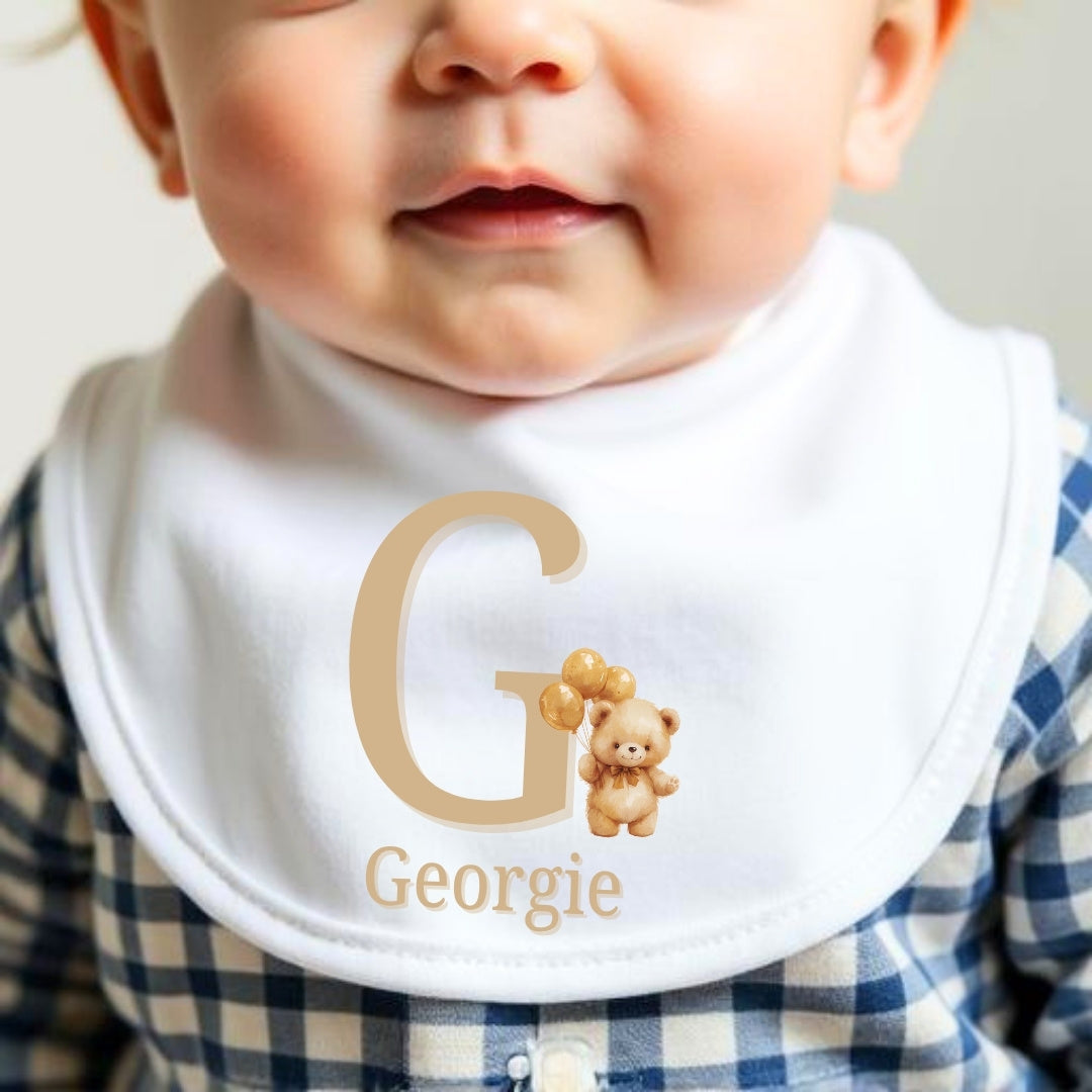Personalised Golden Teddy Bear Baby Outfit – Bib, Vest, Baby Grow