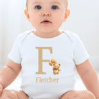 Personalised Golden Teddy Bear Baby Gift Hamper - Teddy & Baby Vest