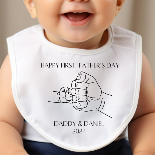 Personalised Happy First Fathers Day Fist Bump Baby Grow