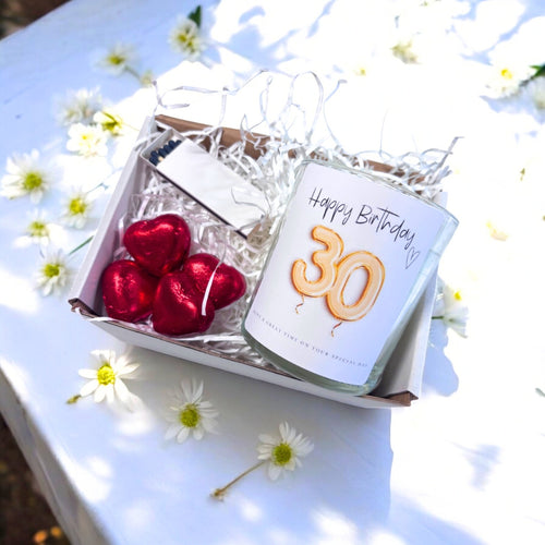 30th Birthday Gold Balloons Candle Gift Set