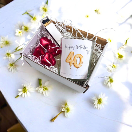 40th Birthday Gold Balloons Candle Gift Set