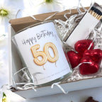 Personalised 50th Birthday Candle Gift Set – Gold Balloon | Friend, Mum