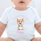 Personalised Pink Mouse Welcome to the World Babygrow | Name Vest or Bib UK