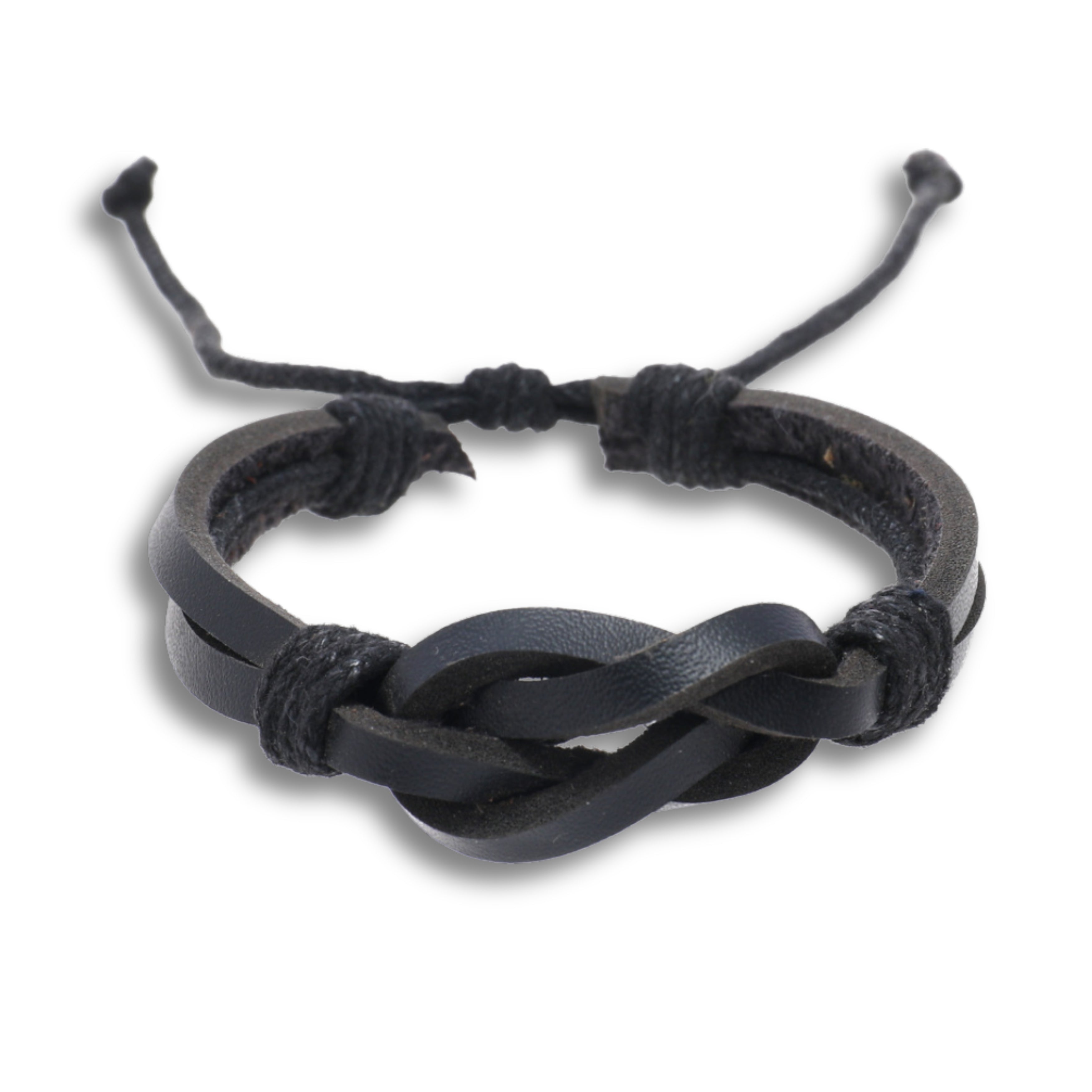 Black Leather Retro Knot Bracelet