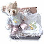 Personalised Little Giraffe Baby Gift Hamper - Teddy & Baby Vest